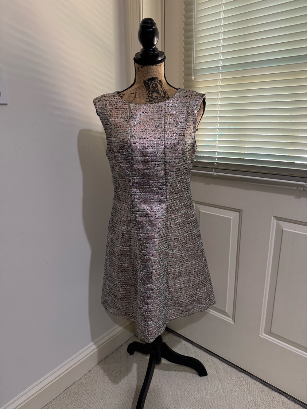 Tahari Pink Multicolor metallic-Sleeveless Dress